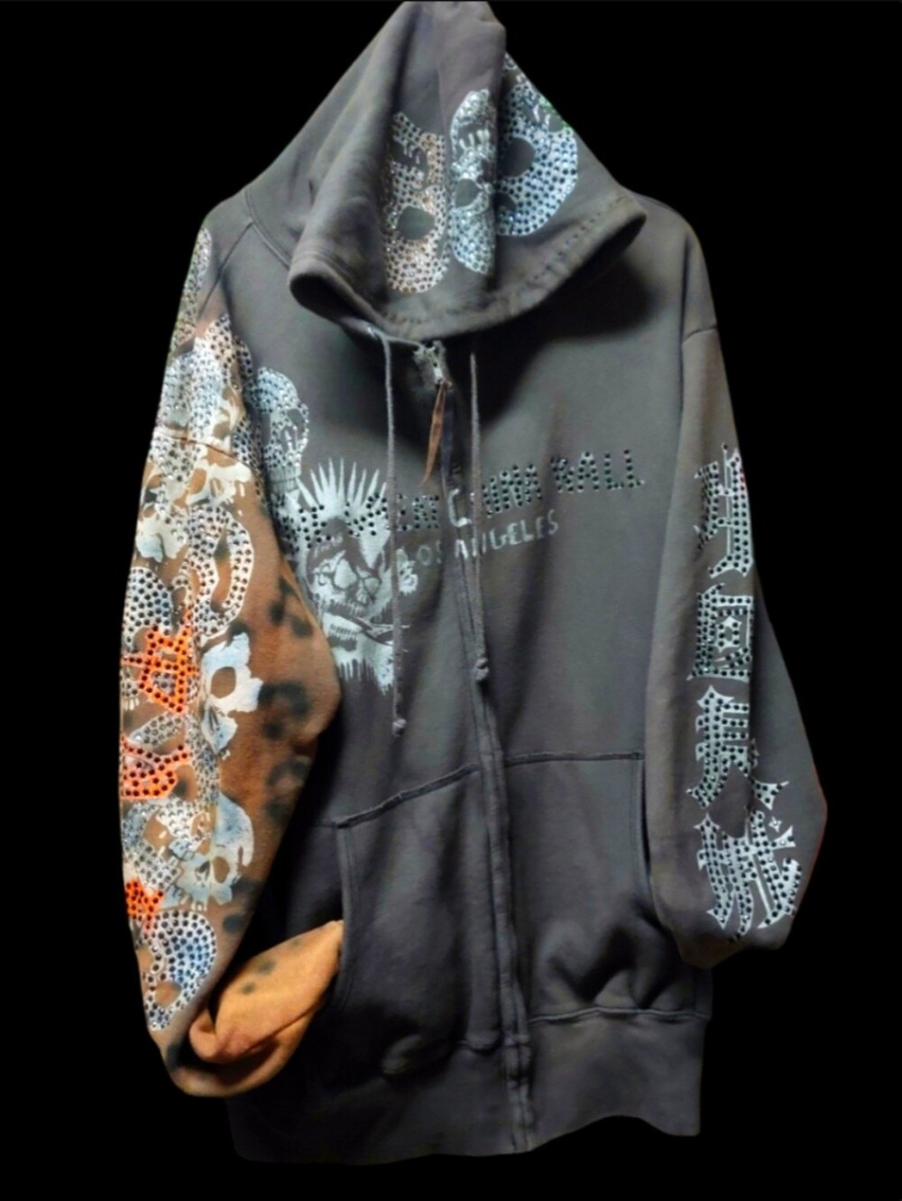 The Great China Wall Multi Skulls Swarovski Leopard hoodie XXXL